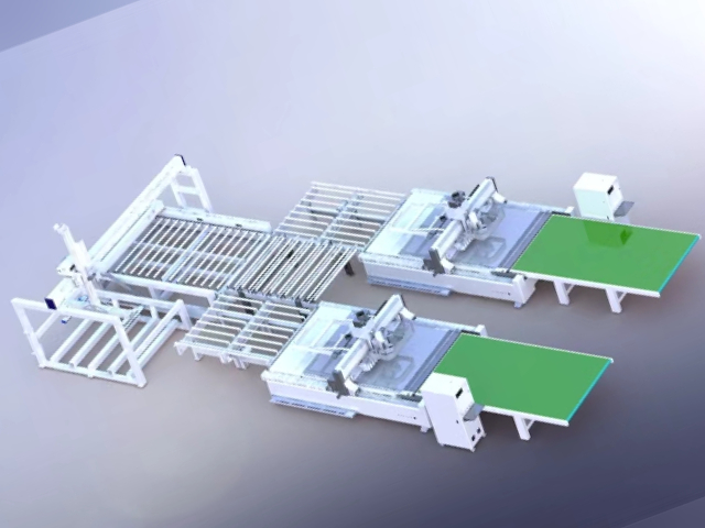 Línea de producción de muebles a medida M12(1+2) con carga mediante grúa pórtico.